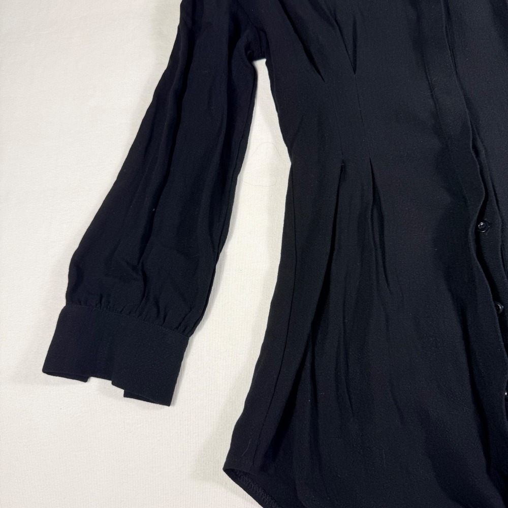 White Fox Feels Like A Holiday Shirt Dress Small Black Pleated Waist Long Sleeve - Picture 11 of 14